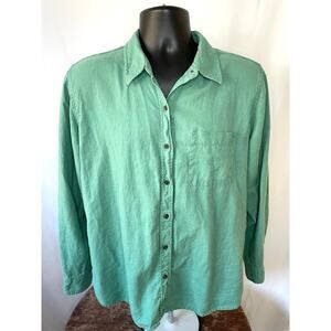 Universal Thread Green Textured Button-Up Shirt Men’s L